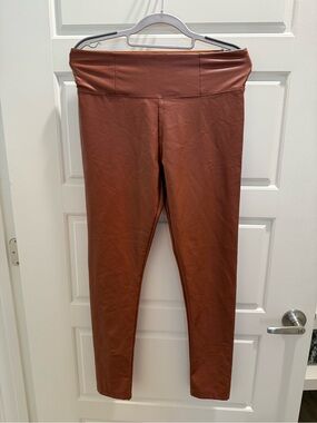Shinestar Burnt Orange Faux Leather Skirt